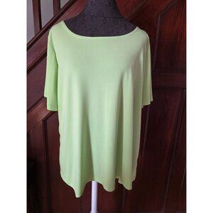 Susan Graver Essentials Lime Green Short Sleeve Top 1X Liquid Knit